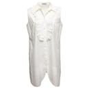Weißes ärmelloses Kleid mit Knopfleiste von Prada, Größe IT  46