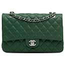 Green Chanel Medium Classic Lambskin lined Flap Shoulder Bag