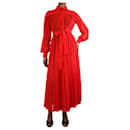 Red sheer pleated midi dress - size UK 6 - Céline