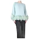 Green feather-trimmed silk top - size UK 8 - Valentino