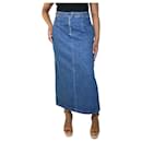 Blue pleated denim maxi skirt - size UK 14 - Autre Marque