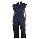 Navy blue sleeveless belted cardigan - size S - Autre Marque