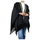 Black fringed cape with embroidery - One size - Etro