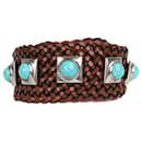 Brown woven leather belt - size - Etro