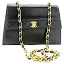 BLACK VINTAGE 1989 petit sac porté épaule à chaîne en cuir d'agneau - Chanel