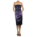 Vestido de cetim roxo com acabamento em renda - tamanho UK 12 - Dolce & Gabbana