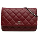 Chanel Red Classic Lambskin Wallet on Chain