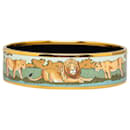 Hermès Gold Pride of Lions Breites Emaille-Armband 65