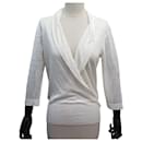 PULL HERMES CACHE COEUR S 36 LIN & SOIE BLANC WHITE LINEN SILK TOP SWEATER - Hermès