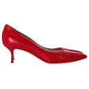 Sapatos de salto baixo Casadei em couro vermelho