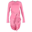 The Attico Draped Long-Sleeve Mini Dress in Pink Polyester
