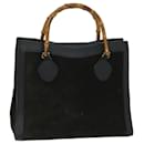 GUCCI Bamboo Hand Bag Suede Black 002 123 0260 auth 68149 - Gucci