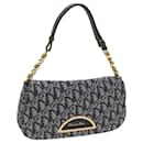 Christian Dior Trotter Canvas Maris Pearl Shoulder Bag Navy Auth yk11226A
