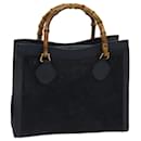 GUCCI Bamboo Hand Bag Suede Navy 002 123 0260 auth 68127 - Gucci