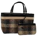 BURBERRY Hand Bag Wool Beige Auth bs12601 - Burberry