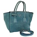 PRADA Hand Bag Suede 2way Blue Auth bs12928 - Prada