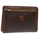 CELINE Macadam Canvas Clutch Bag PVC Brown Auth 68503 - Céline