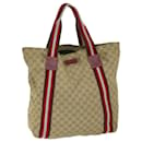 GUCCI GG Canvas Sherry Line Tote Bag Beige Red 189669 Auth bs12890 - Gucci
