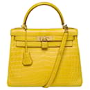 Hermes Kelly bag 28 in Yellow Crocodile - 101756 - Hermès