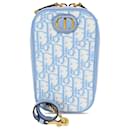 Blue Dior Oblique 30 Montaigne Phone Holder Satchel