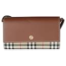 Burberry Beige Tan calf leather Vintage Check Wallet With Strap