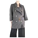 Brown double-breasted belted short trench coat - size UK 8 - Lanvin