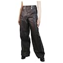 Brown leather wide-leg trousers - size UK 16 - Autre Marque
