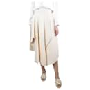 Falda midi de piel drapeada asimétrica color crema - talla UK 12 - Alexander Mcqueen
