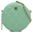 Chanel Green Quilted Lambskin Round Crossbody