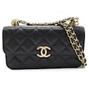 Chanel Black Caviar Coco First Flap Phone Holder with Chain