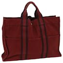 HERMES Fourre Tout MM Hand Bag Canvas Red Auth bs12912 - Hermès