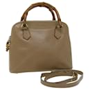 GUCCI Bamboo Hand Bag Leather 2way Beige 000 1046 0290 Auth ep3645 - Gucci