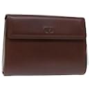 VALENTINO Clutch Bag Leather Brown Auth ar11516 - Valentino