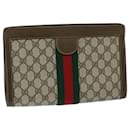 GUCCI GG Canvas Web Sherry Line Clutch Bag PVC Beige Green Red Auth yk11340 - Gucci