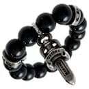 Silberner Onyxperlen-Dolch-Charm-Ring - Chrome Hearts