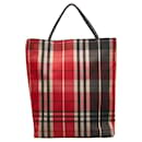 Red Plaid Canvas Tote Bag - Burberry