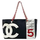 N °5 Shopping bag trapuntato in alluminio - Chanel