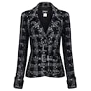 New CC Buttons Black Belted Tweed Jacket - Chanel