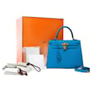 Hermes Kelly bag 25 in Blue Leather - 101800 - Hermès