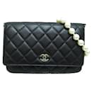 CC Quilted Leather Pearl Chain Flap Bag - Chanel