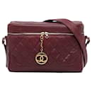 Red Chanel Large Quilted Caviar Zip Box Bag