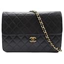 Black Chanel CC Quilted Lambskin Single Flap Shoulder Bag