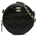 Schwarze, runde Umhängetasche aus gestepptem Lammleder von Chanel