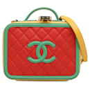 Borsa a tracolla Vanity Case in filigrana di caviale CC media arancione Chanel