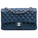 Blue Chanel Medium Classic Lambskin lined Flap Shoulder Bag