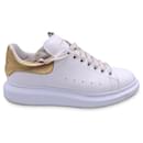 White and Gold Lace Up Sneakers Shoes Size 40 - Alexander Mcqueen
