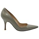 Manolo Blahnik Pointed Pumps in Grey Leather