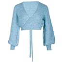 Cardigan court Chanel Wrap en laine turquoise