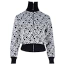 Chanel Logo-Print Bomber Jacket in Black and White Wool