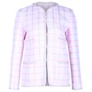 Jaqueta de noite xadrez Chanel em algodão rosa e branco